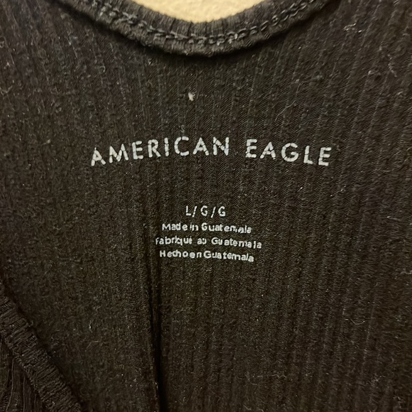 American eagle ribbed black spaghetti strap bodysuit size large - Picture 2 of 7